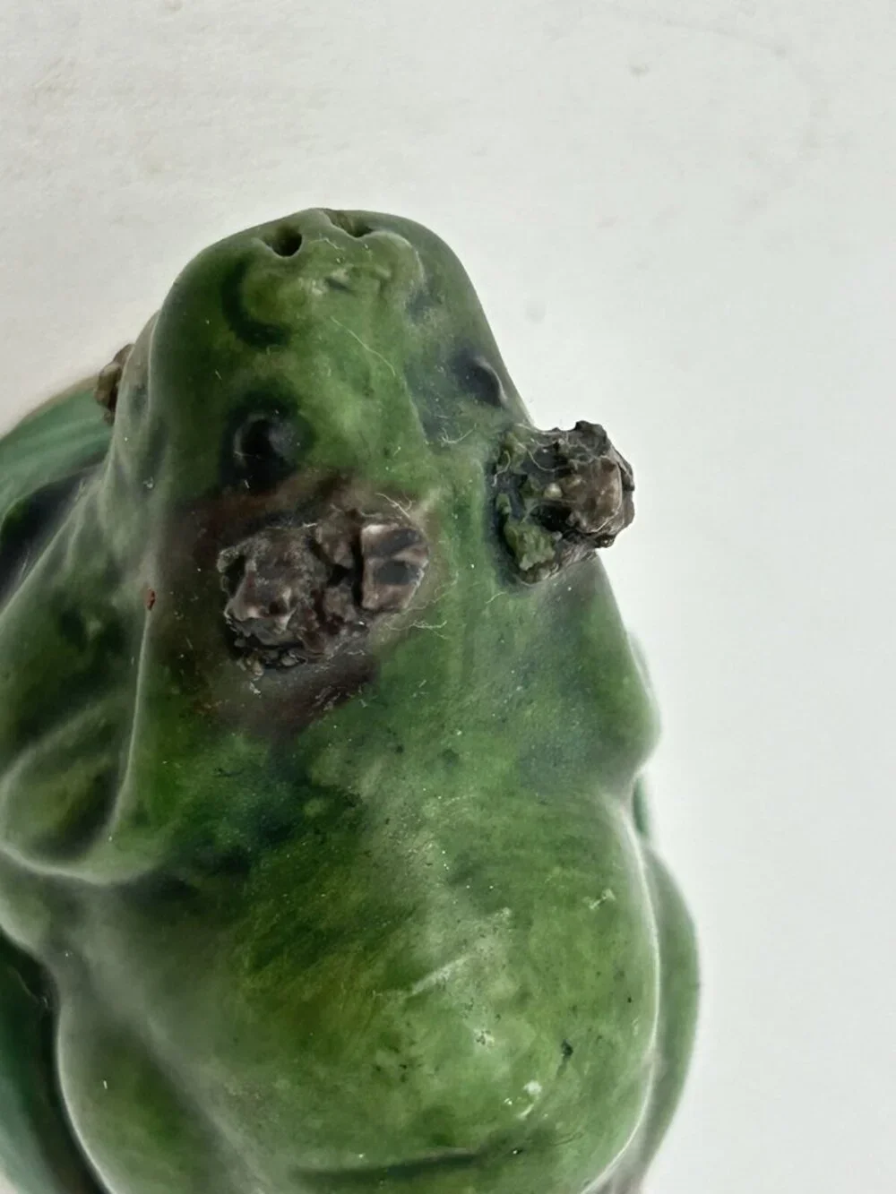 Antique Chinese Foo Dog Famille Verte Dog Miniature Figurine Hand Carved Stone